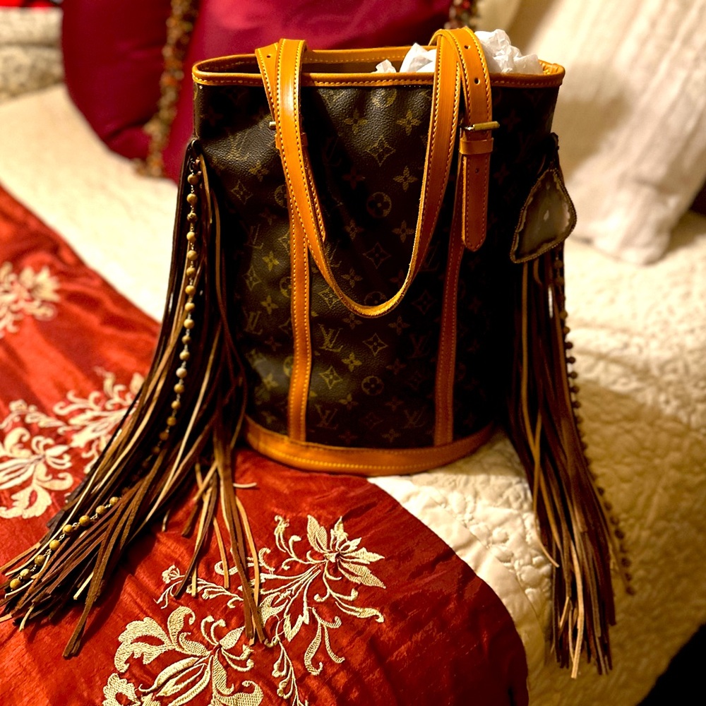 Louis Vuitton Vintage Boho Bags French tote dirty blonde w/side fringe.